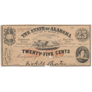 USA, Alabama, Confederate States America, 25 Dollars 1863