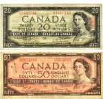 Kanada, $20-50 Satz 1954 (2 Stück).
