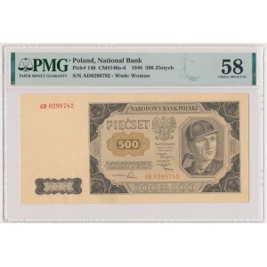 500 złotych 1948 - AD - PMG 58