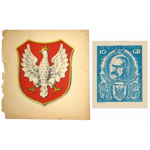 Set, brick for 10 pennies 1933 printed on parchment and national emblem