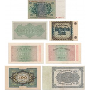 Niemcy, zestaw 50-50.000 marek 1920-33 (7 szt.)