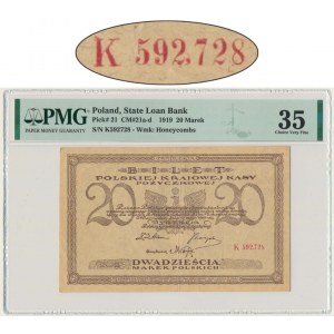 20 marek 1919 - K - PMG 35 - rzadka seria z przecinkiem