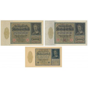 Deutschland, Satz von 10.000 Mark 1922 (3 Stück).