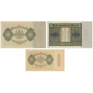 Deutschland, Satz von 10.000 Mark 1922 (3 Stück).