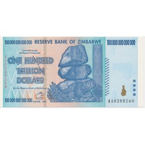 Simbabwe, 100 Billionen Dollar 2008 - AA -.