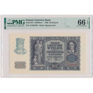 20 złotych 1940 - A - PMG 66 EPQ - pierwsza seria