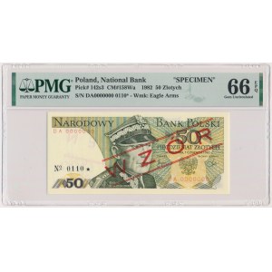 50 złotych 1982 - WZÓR - DA 0000000 - No.0110 - PMG 66 EPQ - RZADSZY