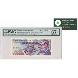 100.000 złotych 1993 - WZÓR - A 0000000 - No.0374 - PMG 67 EPQ