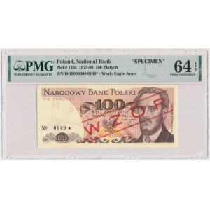 100 złotych 1982 - WZÓR - HG 0000000 - No.0149 - PMG 64 EPQ