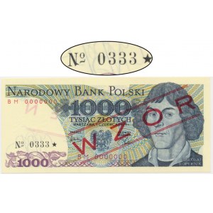 1.000 złotych 1982 - WZÓR - BM 0000000 - No.0333 - ładny numer wzoru