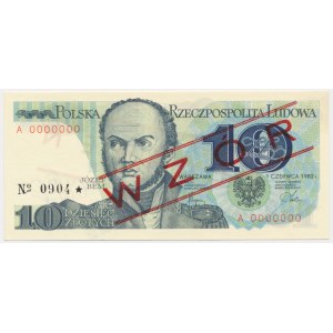 10 złotych 1982 - WZÓR - A 0000000 - No.0904 -