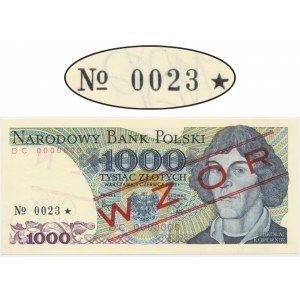 1.000 złotych 1982 - WZÓR - DC 0000000 - No.0023 - niski numer