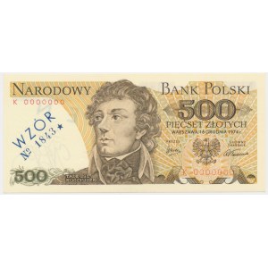 500 złotych 1974 - WZÓR - K 0000000 - No.1843 -