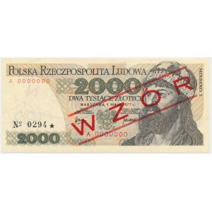 2.000 złotych 1977 - WZÓR - A 0000000 - No.0294 -