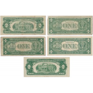 USA, lot 1-2 Dollars 1957-63 (5 pcs.)