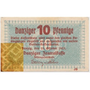 Danzig, 10 Pfennige 1923 - October - watermark ZIGZAG -