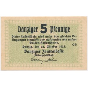 Danzig, 5 Pfennige 1923 - October - watermark ZIGZAG -