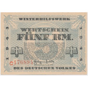 Winterhilfe für die deutsche Bevölkerung, 5 Mark 1943/44 - C -.