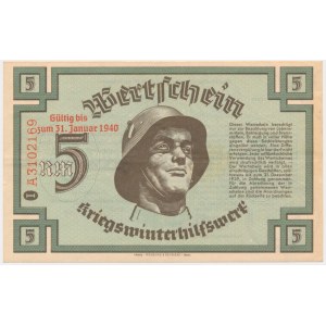 Deutsche Winterhilfe, 5 Mark 1939/40 - gedruckt -