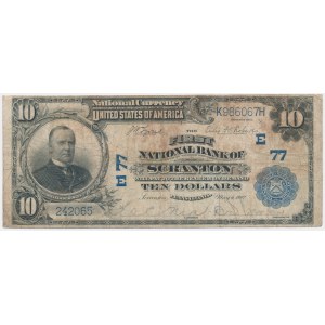 USA, Blaues Siegel, Scranton, Pennsylvania, $10 1902 - Lyons &amp; Roberts -.