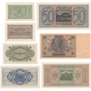 Niemcy, zestaw 50 fenigów - 50 marek 1929-(1944) (7 szt.)