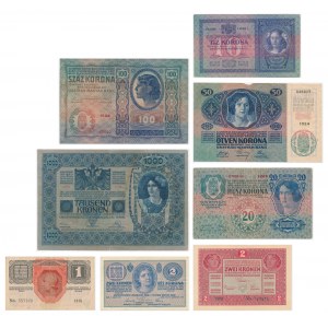 Austria, lot 1-1.000 Kronen 1904/17 (7 pcs.)
