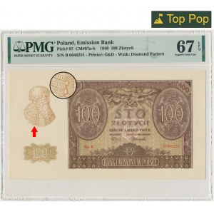 100 gold 1940 - B - Counterfeit ZWZ - PMG 67 EPQ