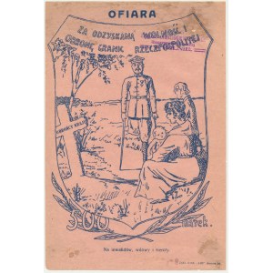 Ofiara, cegiełka na 500 marek na inwalidów, wdowy i sieroty 1933 - druk na pergaminie - RZADKOŚĆ