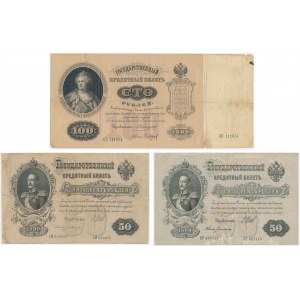 Rosja, zestaw 50-100 rubli 1898/99 (3 szt.)