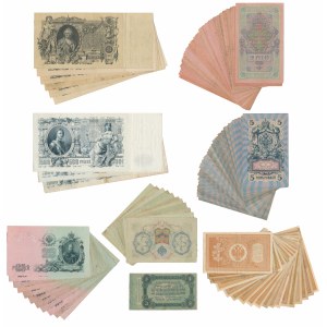 Rosja, duży zestaw banknotów carskiej Rosji (ok. 130 szt.)