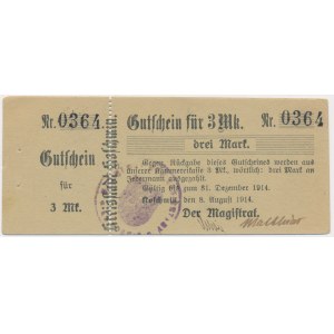 Koźmin (Koschmin), 3 Marken 1914 - mit Etikett und Unterschriften - selten