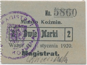 Koźmin, 2 marki 1920 - stempel B