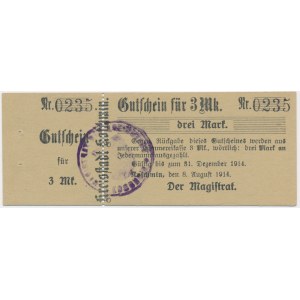 Kozmin (Koschmin), 3 marks 1914 - with tag
