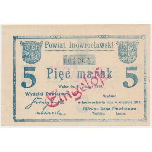 Inowrocław - 5 marek 1919 - skasowany - PIĘKNY