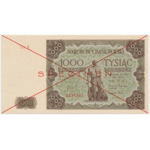 1,000 Gold 1947 - SPECIMEN - A 1234567 -.