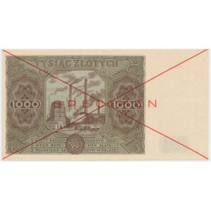 1.000 złotych 1947 - SPECIMEN - A 1234567 -