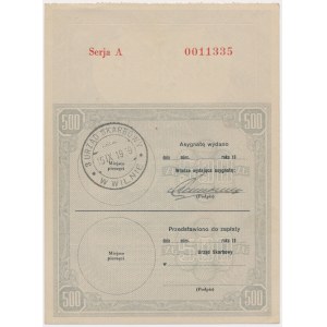 Asygnata na 500 złotych 1939 - RZADKI