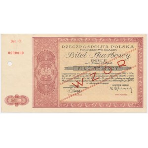 Revenue Ticket, Issue II for 5,000 zloty 1947 - MODEL -.