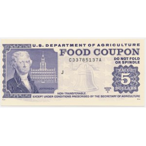 USA, kupon żywnościowy, 5 dolarów 1989 - A -