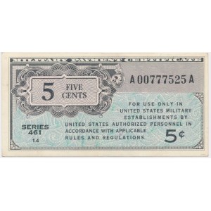 USA, Militärzahlungsschein, 5 Cent Serie 461 -.