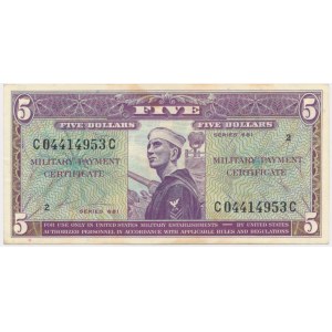 USA, Military Payment Certificate - 5 Dollars series 681