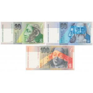 Słowacja, zestaw 20-100 koron 1993 (3 szt.)