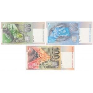 Słowacja, zestaw 20-100 koron 1993 (3 szt.)