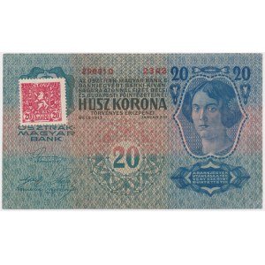 Tschechoslowakei, 20 Kronen 1919 (1913) - mit Stempel -.