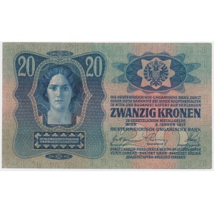 Czechoslovakia, 20 Korun 1919 (1913) - with stamp -