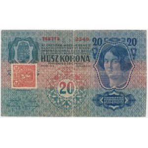 Tschechoslowakei, 20 Kronen 1919 (1913) - mit falschem Stempel -.