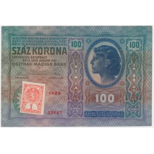 Czechoslovakia, 100 Korun 1919 (1912) - with stamp -