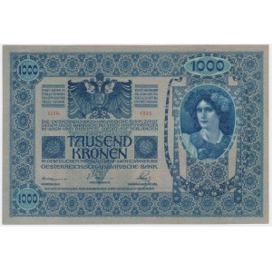 Tschechoslowakei, 1.000 Kronen 1919 (1902) - mit überdruckter Marke -.