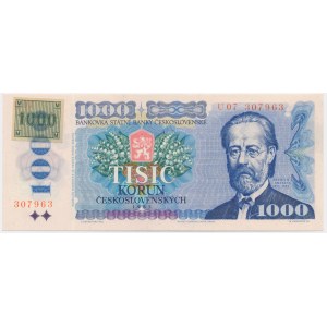 Tschechische Republik, 1.000 Kronen 1993 (1985) - mit Stempel -.