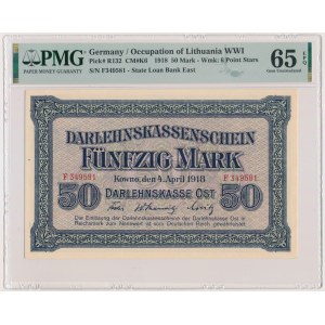 Kowno, 50 Mark 1918 - F - PMG 65 EPQ